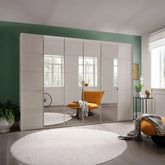 Zenith 300cm Champagne Glass 6 Door Wardrobe with Mirror - Pendle Village Furniture